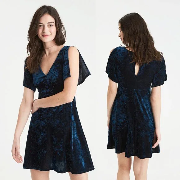 american eagle blue velvet dress Jillian Ivory Bow Back Dress by Ivy & Blu – Deja Nu Tx main image 0
